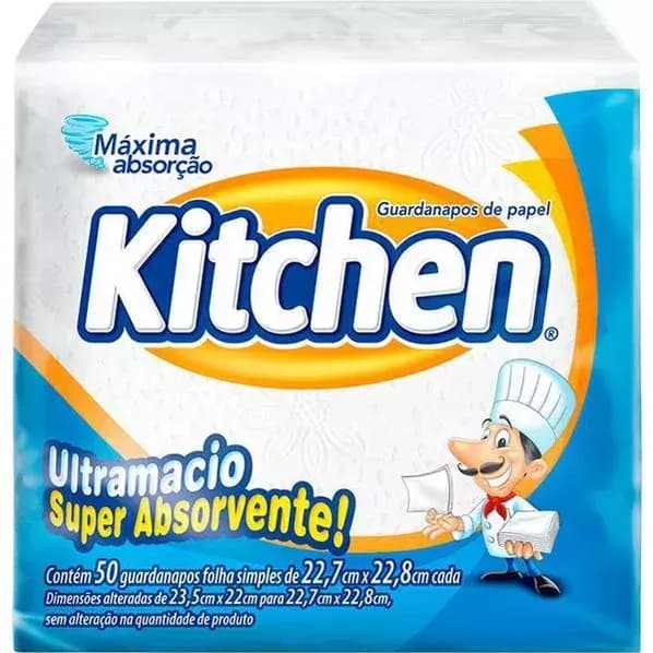 Guardanapo Kitchen 50un 22,7x22,8cm - Caixa Com 10 Pacotes