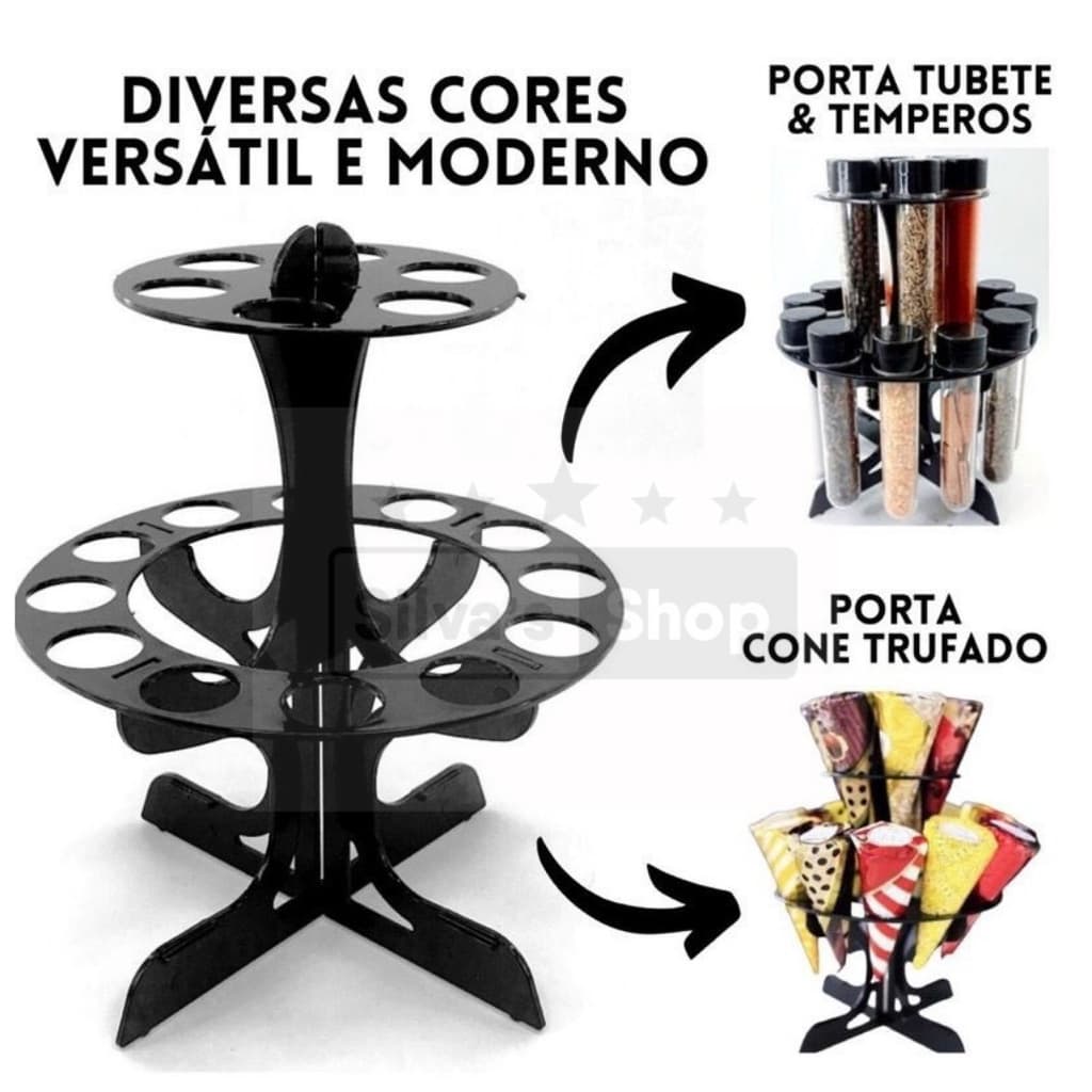 Porta Tubo Suporte para Cone Trufado / Tempero / Tubete Diversas Cores