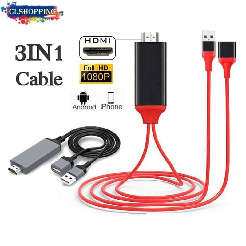 Cabo HDMI para telefone para TV Cabo universal 1080P Adaptador de espelhamento HDMI AV HD TV para iPhone iPad / Android Phone 1M