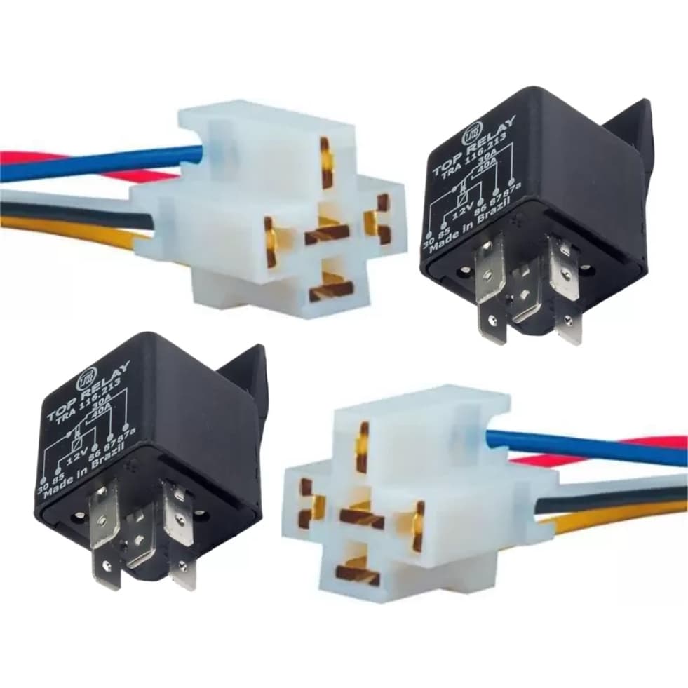 2 Chicote Soquete Porta Rele 5 Vias + 2 Rele 5 Pinos  Automotivo universal