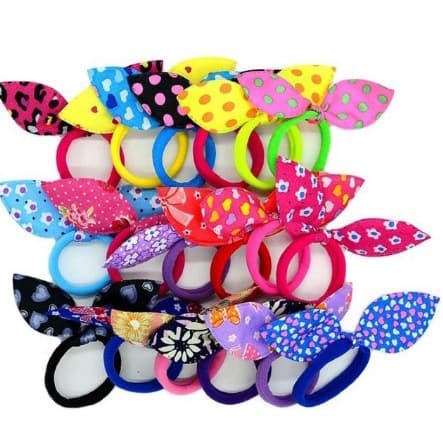 Kit12 Unidades Xuxinhas /Rabicó de cabelo Elásticos Schrunchies Infantil e Adulto Cores Sortidas Amarrador de Cabelo