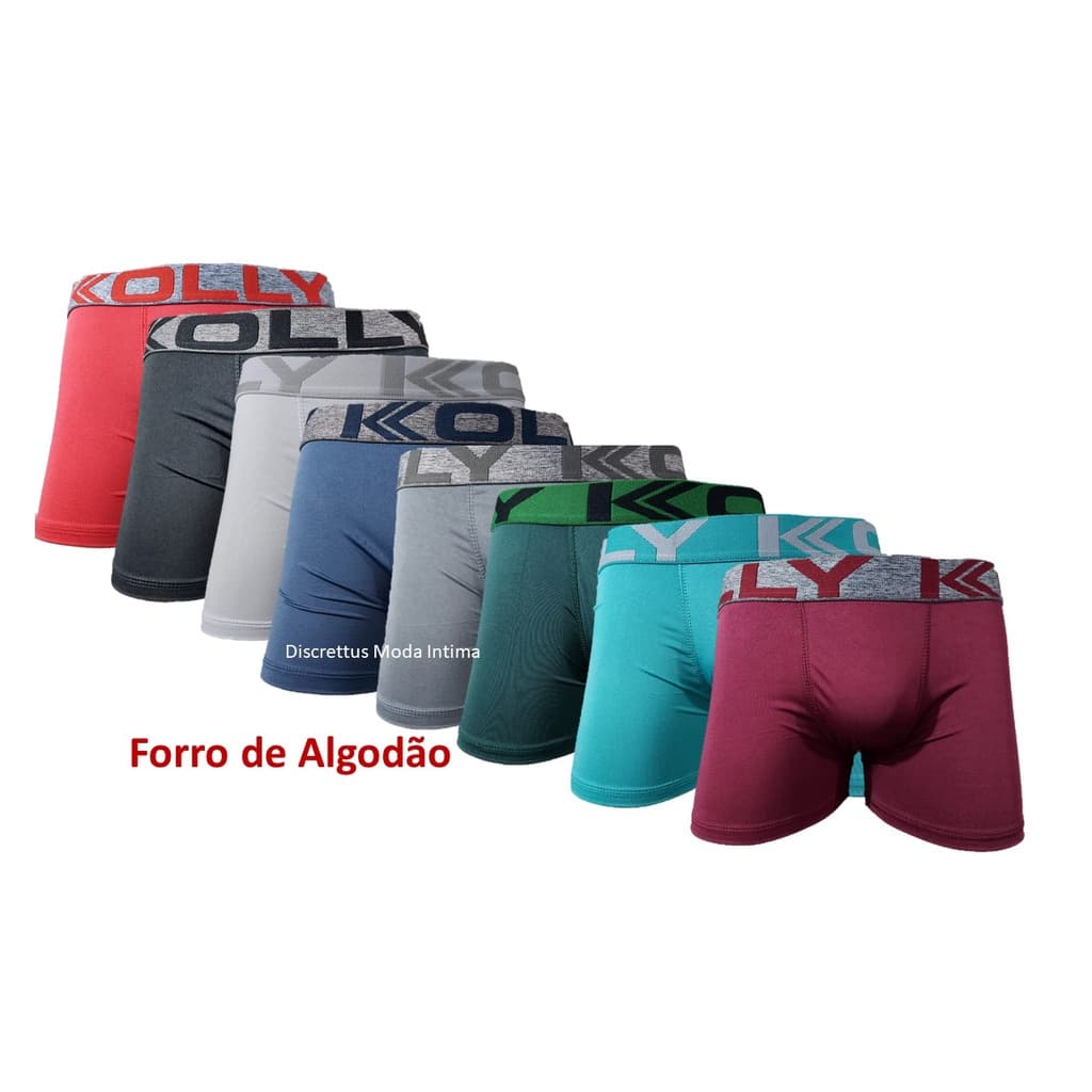Kit 3 Cueca Cuecas Masculina Box Boxer KOLLY Shortinho Com Forro de Algodão, Microfibra, Atacado, OFERTA, Revenda, Direto da Fabrica