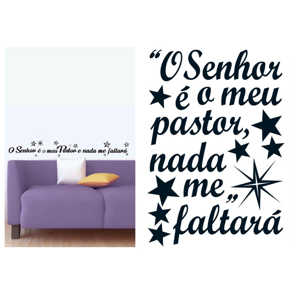 Adesivo decorativo palavra Bíblica Salmos o Senhor é o meu Pastor