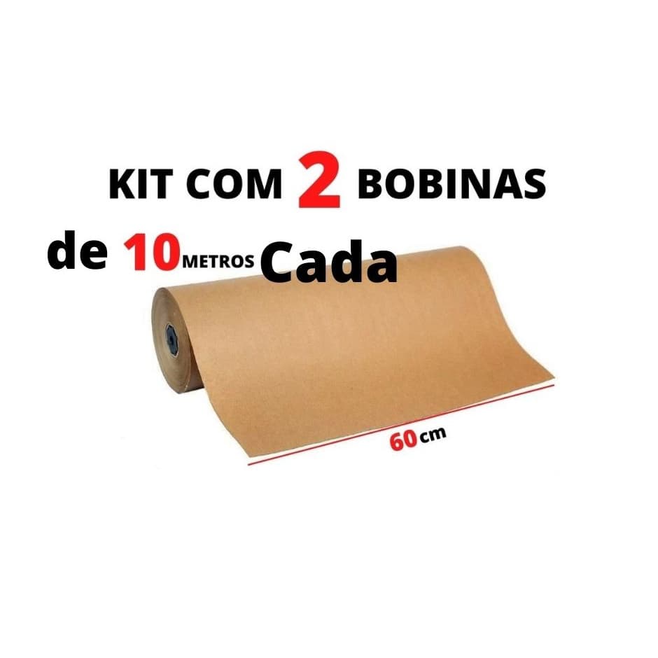 Papel Kraft 80g c/ 60cm de largura x 10 Metros de comprimento p/ embalagem ( Monolúcido ) Kit com 2 BOBINAS