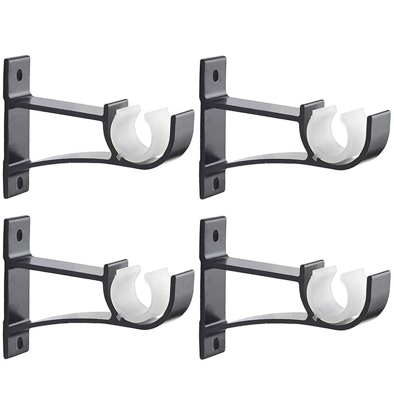 4 peças suporte único para cortina liga de alumínio suporte de haste de cortina resistente preto