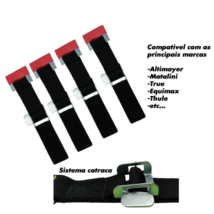 Cintas De Fixação Para Rack Transbike Engate Aço 4 Pçs Bike