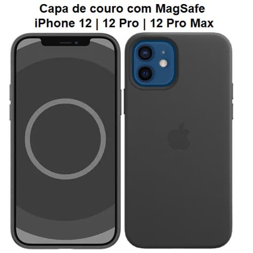 Capinha Capa Couro Magnética MagSafe Iphone 12 / 12 Pro / 12 Pro Max Com Carregamento Por Indução