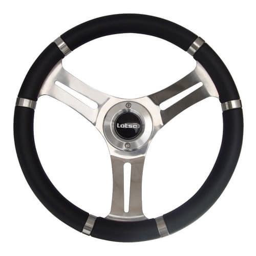 Volante Esportivo Lotse Nautico H2o Preto + Cubo de Instalação para Lancha Barco Coluna Teleflex