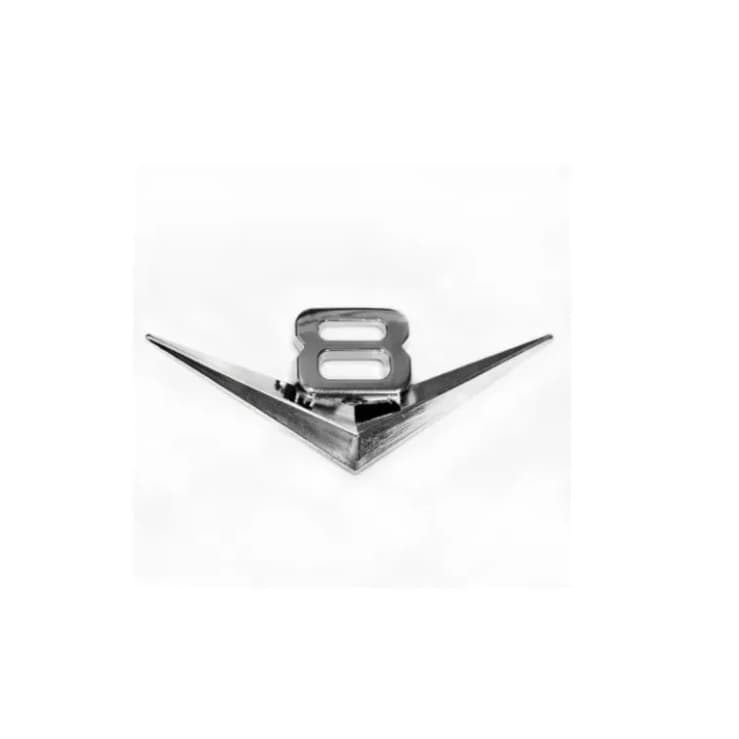 Emblema V8 Turbo Cromado Motor Acessório Metal Porta Malas