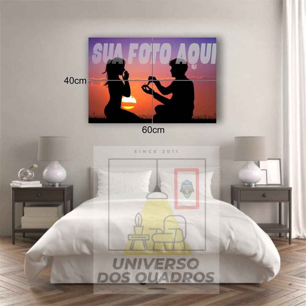 Quadro Decorativo Personalizado Sua Foto Sala Quarto Mosaico 4 Peças