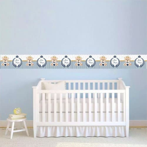 Faixa Decorativa Adesivo Border Bebe Ursinho Príncipe +nome... RCC DECORAÇÕES.