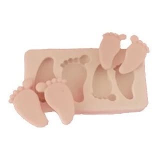 Molde Forma Silicone Sabonete - 4 Cav Mini Pezinhos 2 Pares