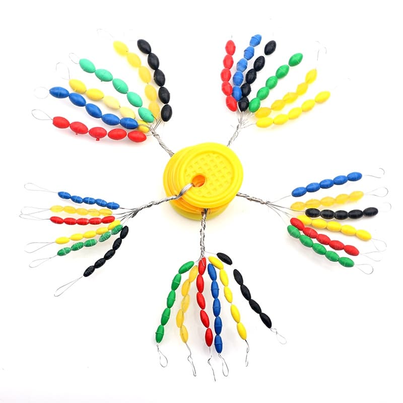150 Pcs De Borracha multicolor Stopper Para Feijão Espaço Oval Forma Boias Fixas Bobber Flutuador Paradas De Pesca Equipamento