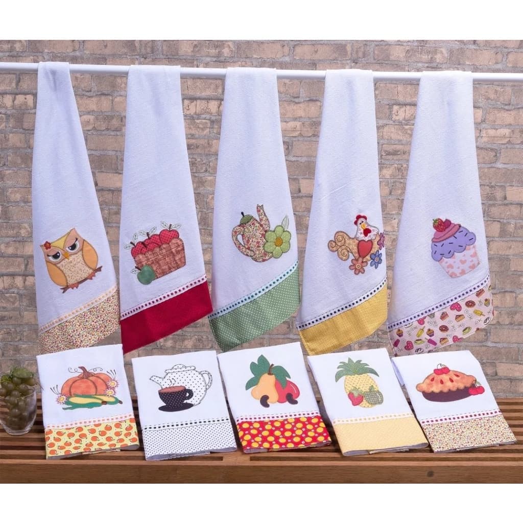 Pano De Prato Bordado Bordado Com Barrado E Bainha 100% Algodão Pé de Galinha Patchwork