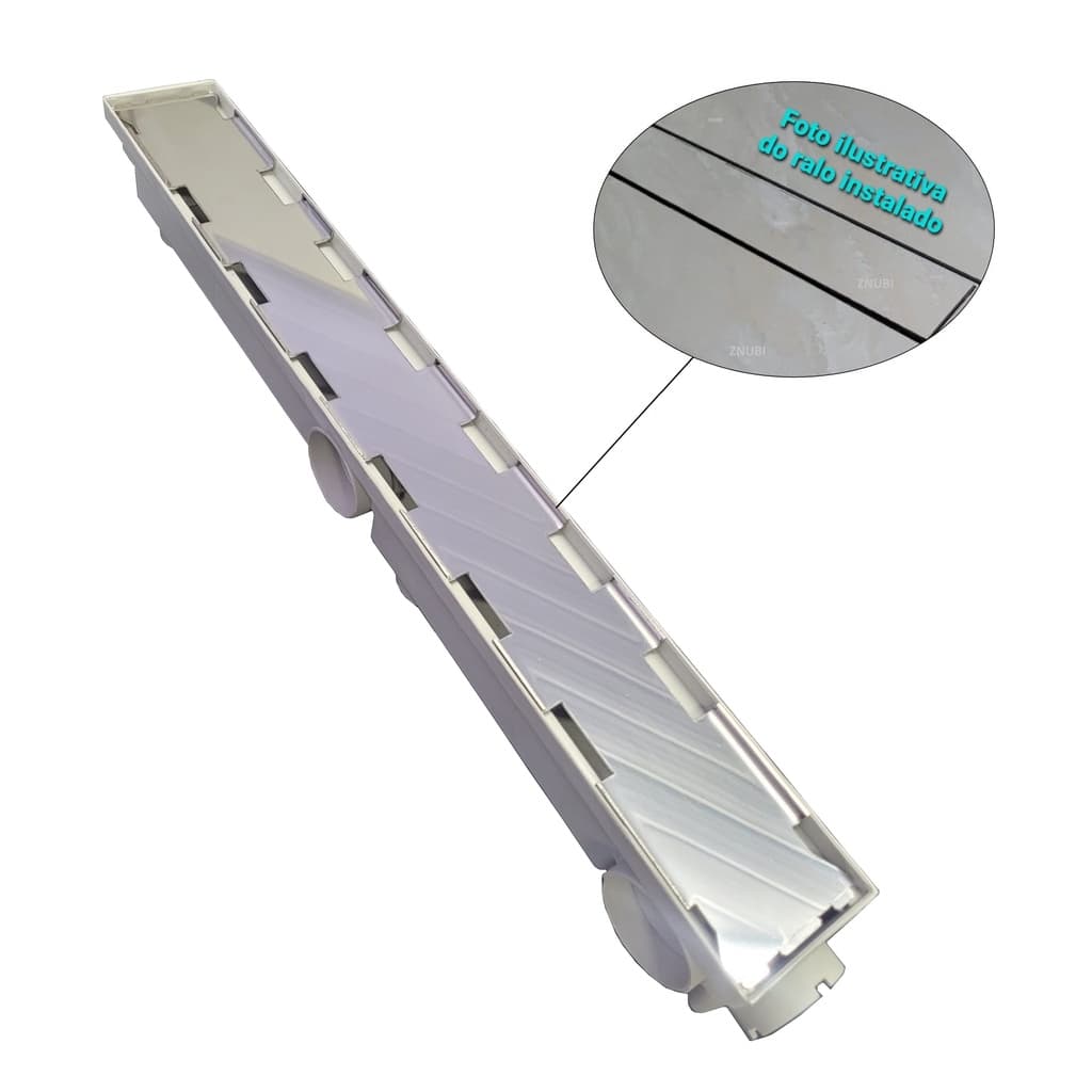 17 Ralos Linear Oculto 6x50cm Invisível Cola Piso Ou Porcelanato Para Banheiros Ou Áreas Cobertas Com Coletora Sifonada
