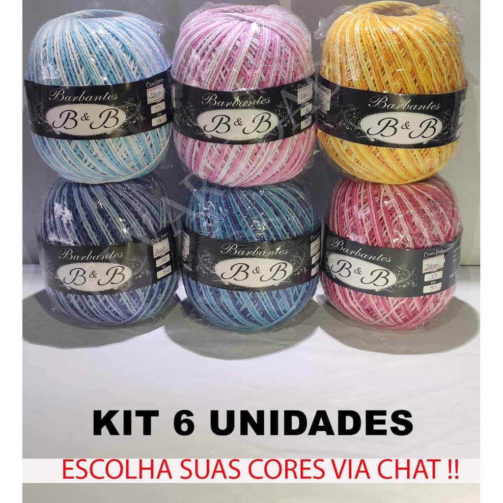 6 Barbantes Tipo Barroco Degrade b&b 200Gr/226mts Diversas Cores Mesclado