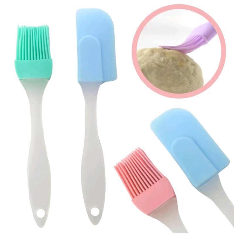 Kit Espátula e Pincel de Silicone com Cabo deAcrílico/Uso Culinário/Mini Espátula e Pincel