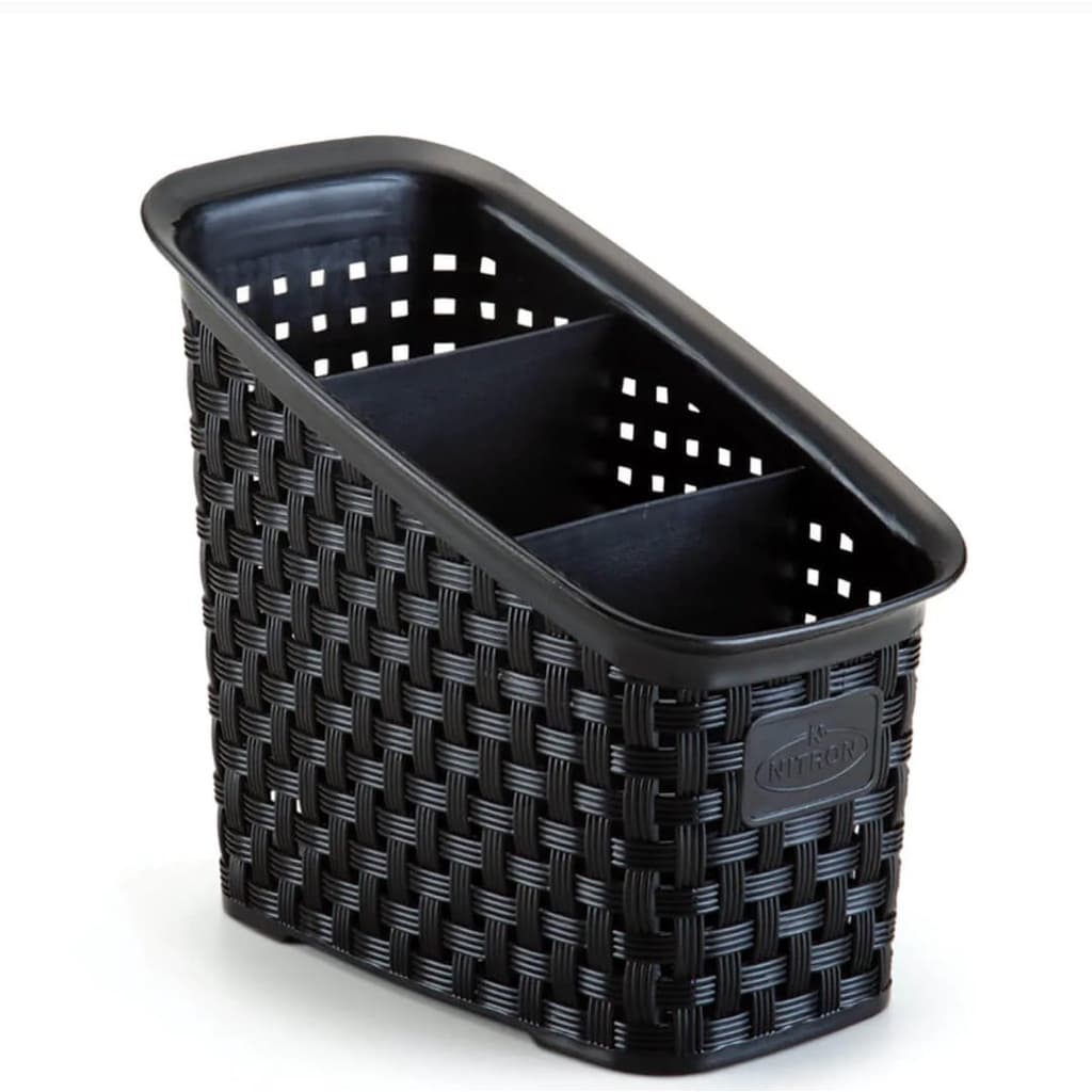 Organizador Multiuso Rattan com 3 Divisórias Porta Canetas Controles Talheres