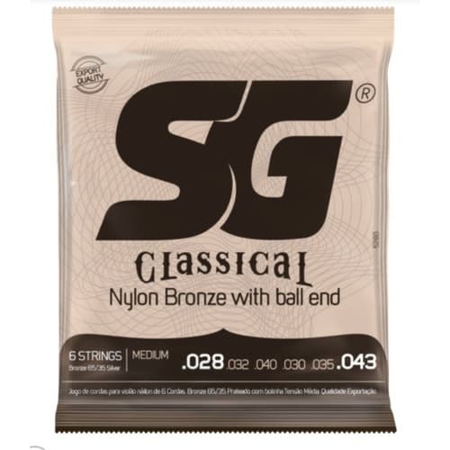 Encordoamento Sg Cordas 0.28 Violão Nylon Medium Bolinha