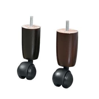 Pé Para Cama Box com Rodizio Roda de Madeira 13cm Tabaco - UNIDADE