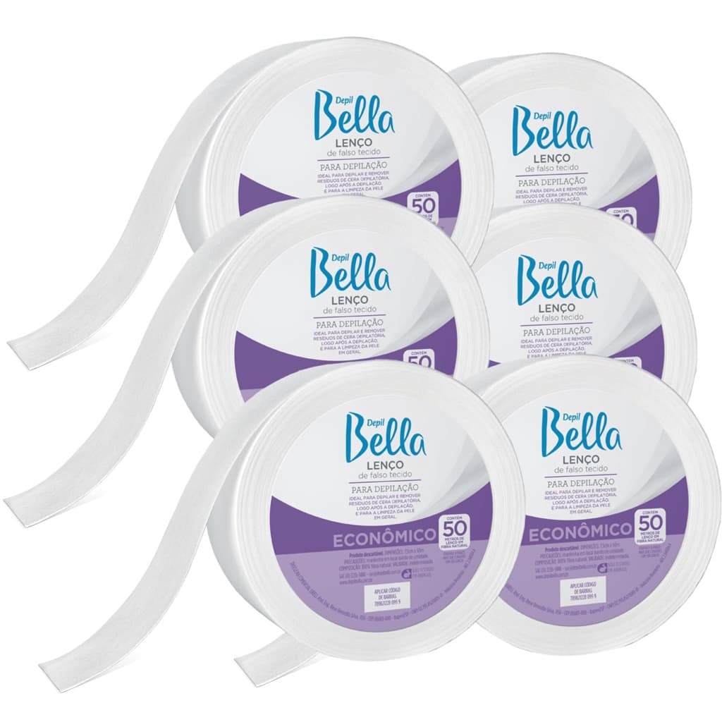 PAPEL PARA DEPILACAO DEPIL BELLA FIBRA NATURAL C/6 ROLO 50MT