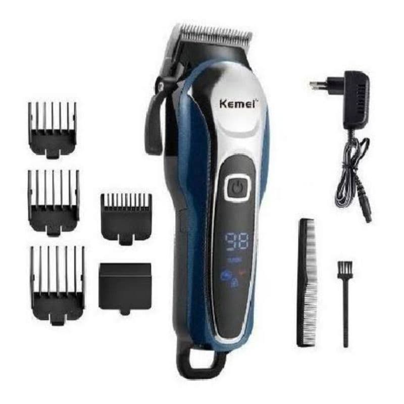 Máquina De Cortar Cabelo Tela Lcd Kemei S/Fio Bivolt