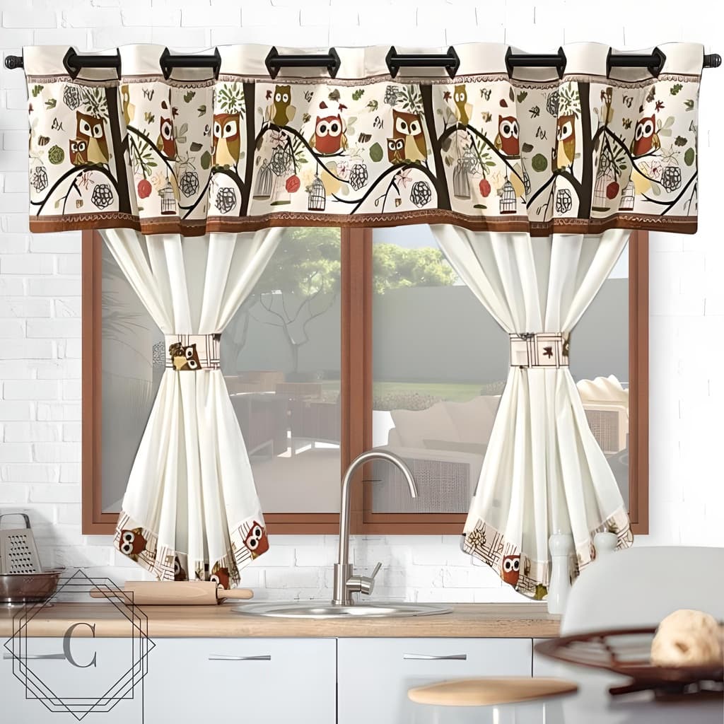 Cortina de Cozinha com Bandô Janela  2,60m x 1,40m para Varao Simples de Até 2 metros