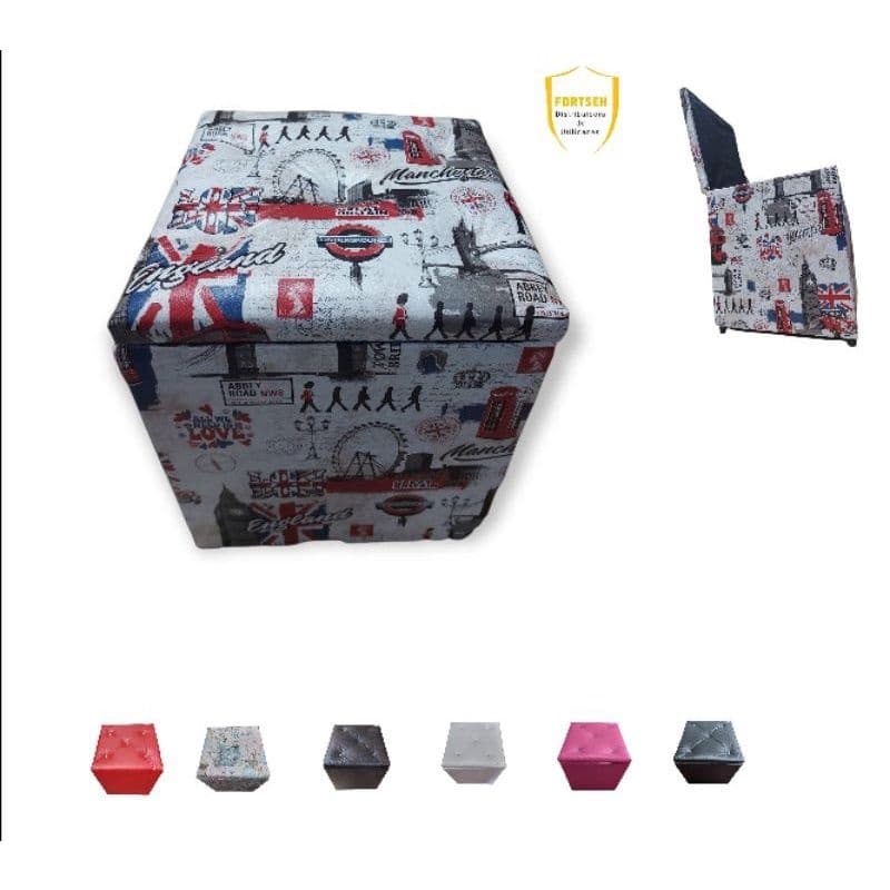 Puff Baú Organizador Quadrado Decorativo