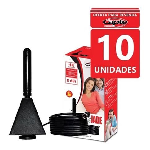 Antena Digital Interna Para TV Com Cabo De 4 Metros Kit 10 Unidades - CAPTE