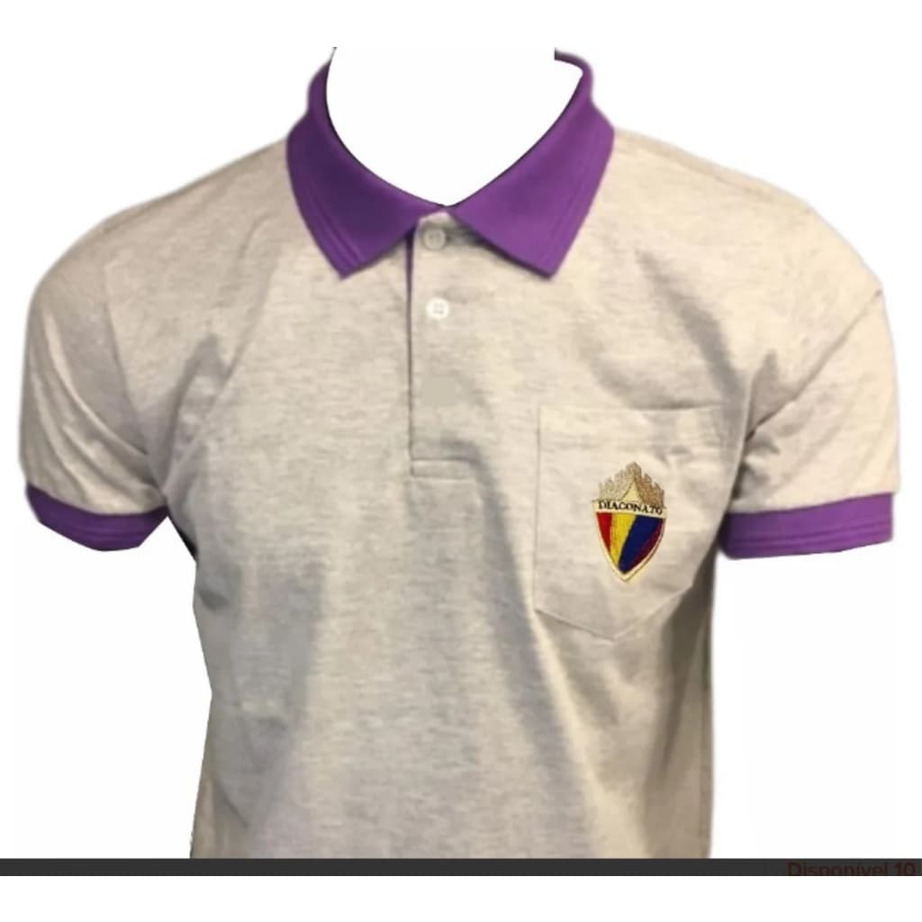 Camisa polo  Diaconato cinza com Bolso