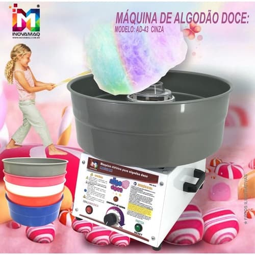 Máquina De Algodão Doce Profissional  Ad-43 Cinza - Inovamaq