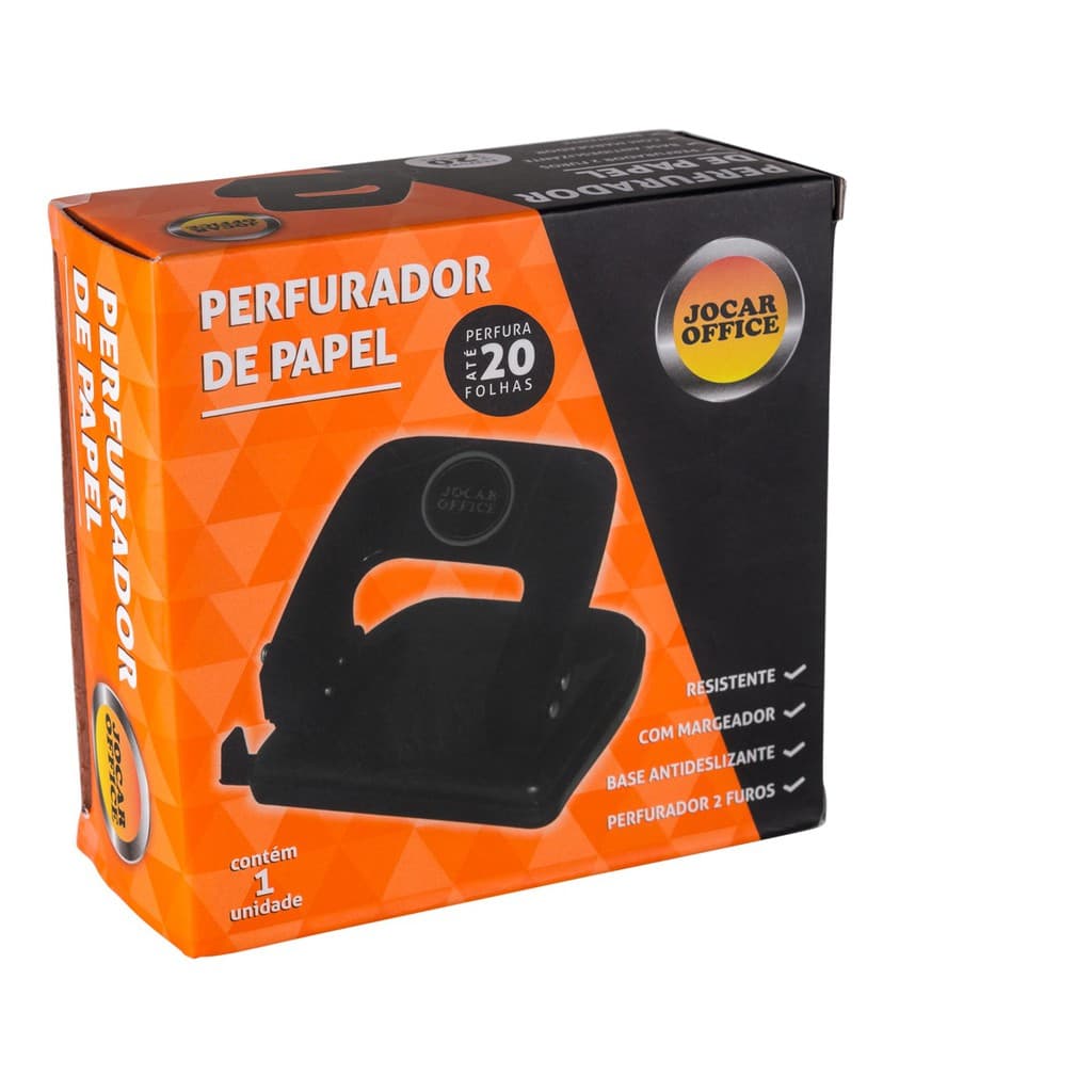 Furador Perfurador Papel 2 Furos C/ Margeador Para até 20 folhas perfuradas FMY