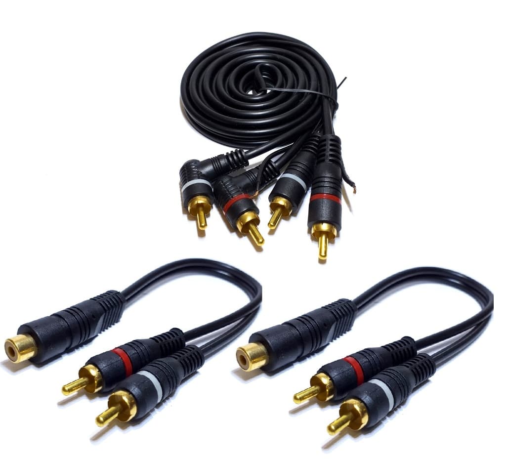 Cabo RCA 1,5 Metros mais 2 Y 2M1F para Crossover Processador Som Automotivo Blindagem Simples Emborrachado Hdmi Anti Ruídos