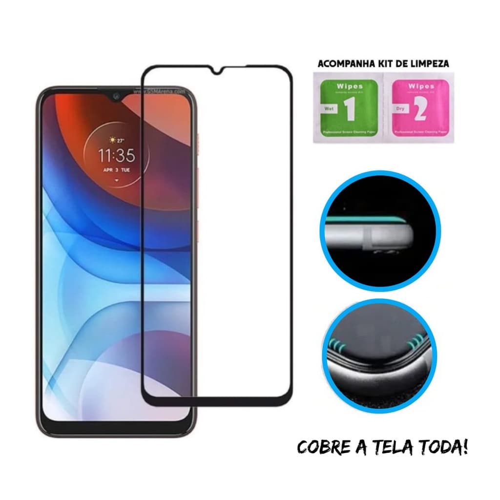Película 3D de Vidro Para Moto E7 Power