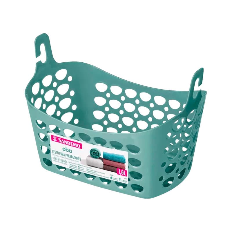 Cesto Para Prendedor Sanremo l Reforçado Porta Pregador De Roupa Plástico  Lavanderia Prendedores Pregadores 1,6L