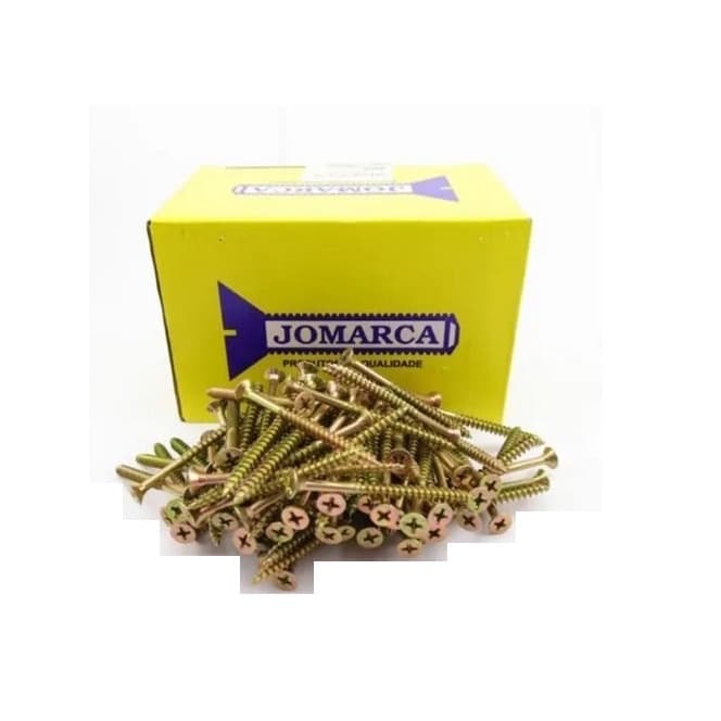 Caixa 10 Parafuso Chipboard Cabeça Chata Madeira 5,0x50mm Bicromat Jomarca