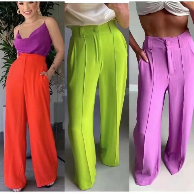 Calça Pantalona tecido De Duna maravilhosa ela estica com cintura -006