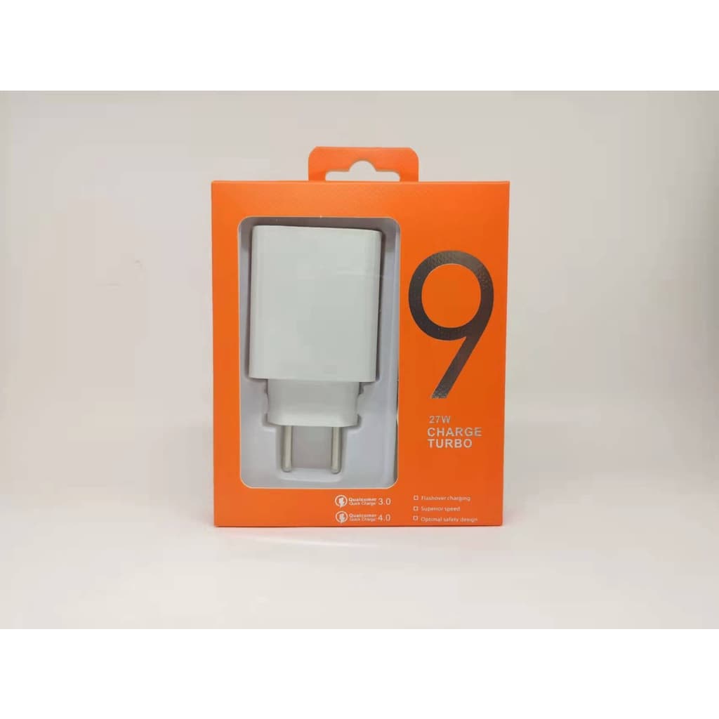 Carregador Turbo M9 27w Com Cabo Tipo C/cabo V8 Micro-usb