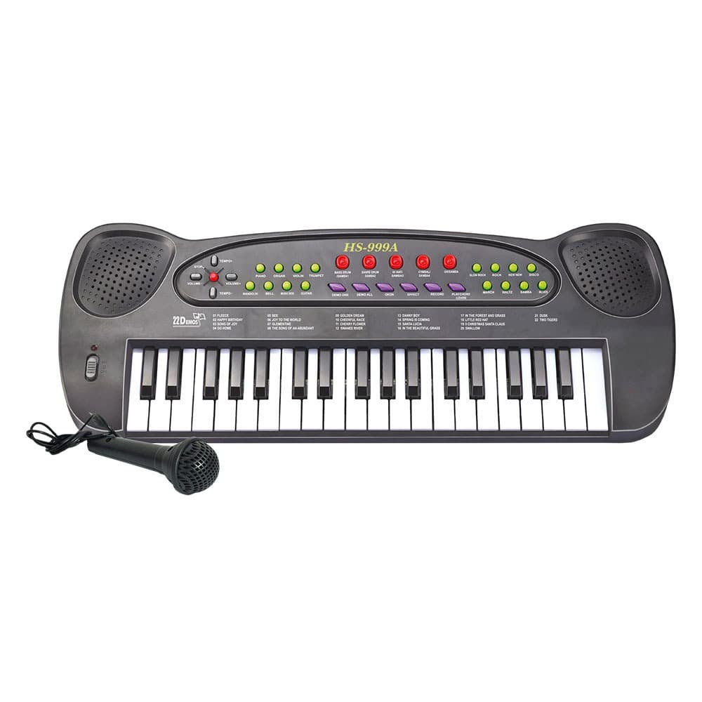 Teclado Musical Infantil HS-999 Com Microfone Preto