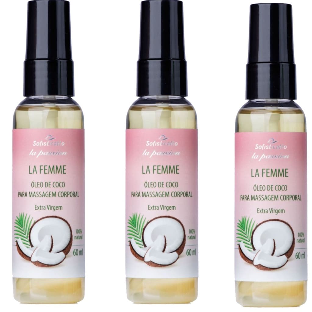 Kit 3 Óleo De Coco Extra Para Massagem Corporal Femme 60ml