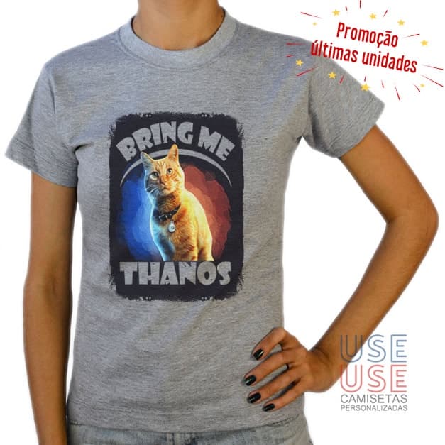 Camiseta Baby Look Cinza goose bring me thanos gato da capita