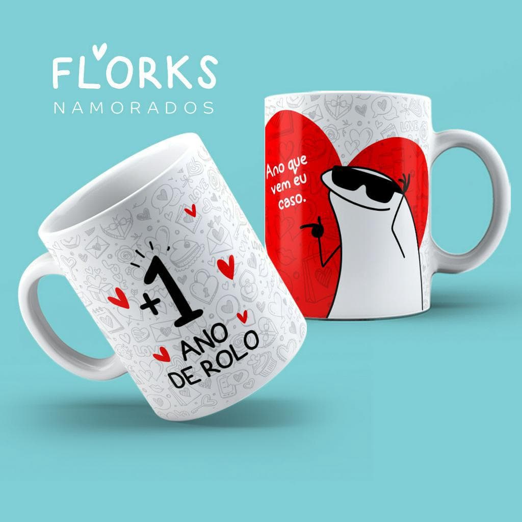 caneca NAMORADOS FLORK Diversas Frases - Dia dos Namorados
