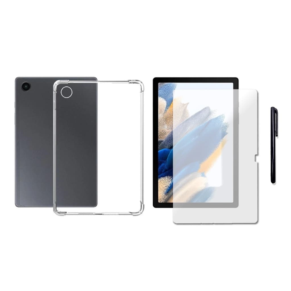 Capa Anti Impacto Transparente para Tablet Samsung Galaxy Tab A8 10.5 2022 X200 X205 + Película de Vidro + Caneta Touch
