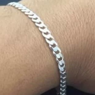 Pulseira Italiana Masculina  Prata Banhado -  4mm Media   MDPF