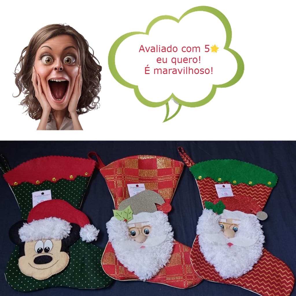Meia De tecido Natal Grande Para Decoração De Porta/Lareira De Natal / Festa / Feriado/Personalisado/ Papai Noel