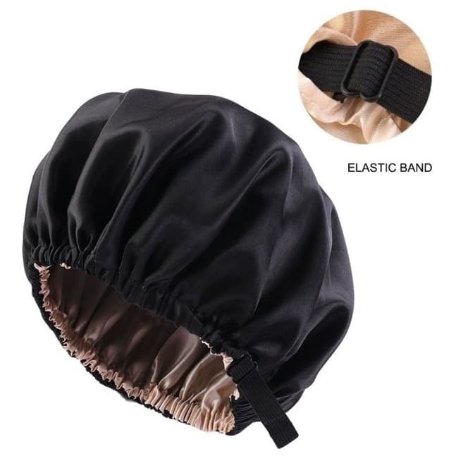 Touca Cetim Ajustável Tamanho Único Dupla Face Para Todos Os Tipos De Cabelos Combate A Quebra Anti Frizz Inibe Pontas Duplas Confortável Ideal Para Manter Penteados Finalização Dormir Mantém Cachos Escova