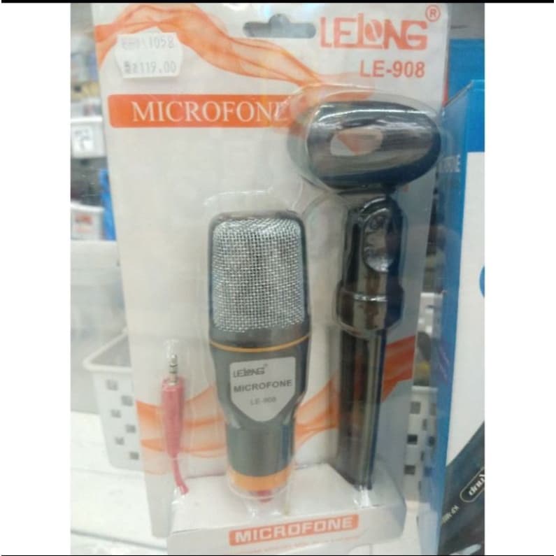 microfone condensador entrada p2 marca lelong (1313)