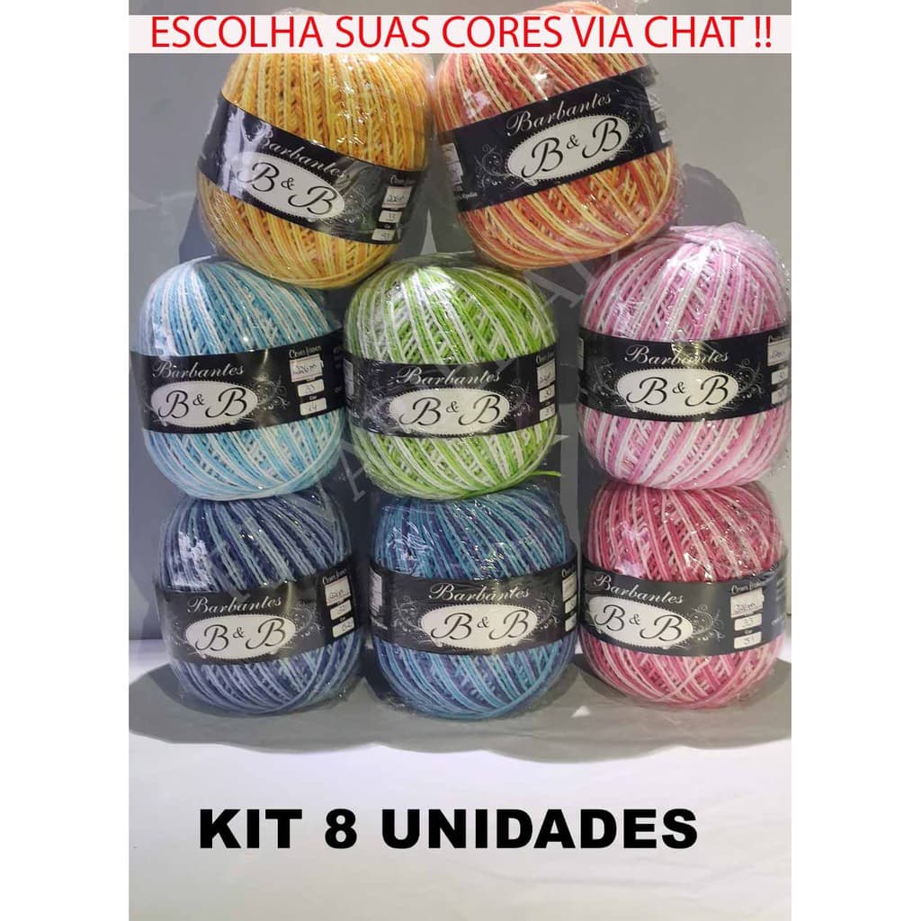 8 Barbantes Tipo Barroco Degrade b&b 200Gr/226mts Diversas Cores Mesclado