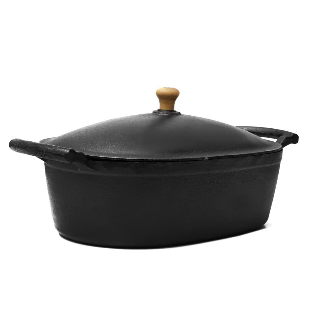 Panela Caçarola  De Ferro Oval 5 Litros Alça De Ferro