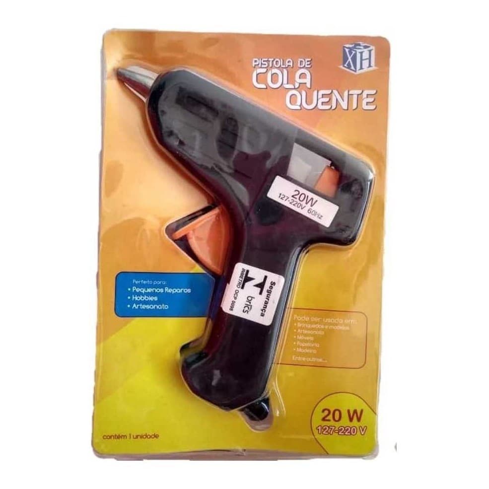Pistola Cola Quente Fina 20w Papelaria C/ 2 Pequenos Refil